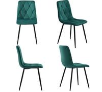 Plaque épaissieChaise de salle à manger (4 pcs), vert foncé,set de 4 chaises rembourrées design,chaise de salle à manger en velour