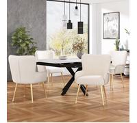 Plaque épaissieChaise de salle à manger en velours, lot de 4, luxueuse, salon, chambre, chaise lounge avec quatre pieds de support