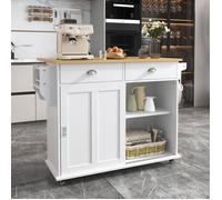 Plaque épaissieEco - friendly Material chariot buffet durable, 112x40 (70) x94 cm, blanc, comptoir pliable en bois massif avec p