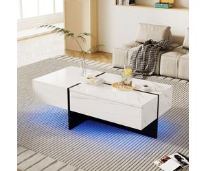 Plaque épaissieEco - friendly Material table basse durable à haute brillance, structure en marbre imitation blanche, table assorti