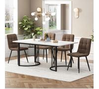 Plaque épaissieEnsemble de salle à manger (5 pièces), table de salle à manger avec 4 chaises, table de cuisine moderne, 140×80cm t