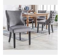 Plaque épaissieFauteuil Haute qualité nouveau design 4 pieds outil, chaise gris velours salle à manger chaise avec bouton quilting