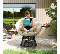 Plaque épaissieFauteuil papasan Outsunny en rotin pivotant à 360° avec coussin, diamètre 90 cm, fauteuil d'extérieur rond en rotin