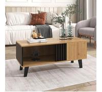 Plaque épaissieGrande table basse de 100 x 60 x 45 cm en bois coloré et design noir, table de salon avec table d'appoint à tiroirs