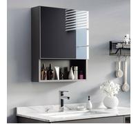 Plaque épaissieKleankin armoire miroir armoire suspendue en acier inoxydable, 2 étages intérieur salle de bains étagère en verre o