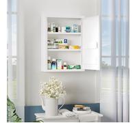 Plaque épaissieKleankin pharmacie armoire murale verrouillable avec deux clés en acier blanc 40x15x53,5cm pour salle de bains cuis