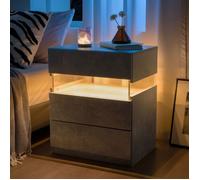 Plaque épaissieLED Nightstands 3 Drawer Dresser for Bedroom End Table with Acrylic Board LED Bedside Tables for Bedroom Living Roo
