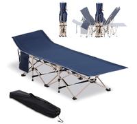 Plaque épaissieLit de camp Lit de camping pliable avec sac de rangement, acier & Oxford, bleu, 190x68x52cm