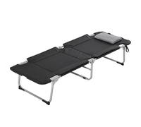 Plaque épaissieLit de camp pliable Lit de camp avec coussin 183x66x33cm léger et portable pour le camping en plein air Noir Argent