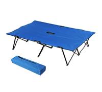 Plaque épaissieLit de camping pliable pour 2 personnes, lit de camp avec sac de transport, jusqu'à 136 kg, acier Oxford, bleu+noir