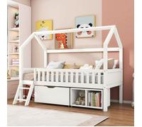 Plaque épaissieLit de maison Lit d'enfant Lit d'adolescent 200x90 Avec tiroirs et compartiments de rangement Convient aux garçons