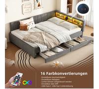 Plaque épaissieLit de repos, 140*200 cm, canapé-lit, compartiment de rangement près du lit, USB+type C, télécommande pour éclairag