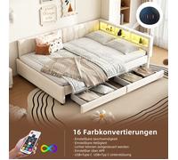 Plaque épaissieLit de repos, 140*200 cm, canapé-lit, compartiment de rangement près du lit, USB+type C, télécommande pour éclairag