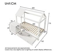 ""Plaque épaissieLit d'enfant 90x200 cm en bois massif avec tiroirs et table de nuit amovible - lit au sol en blanc, sans matelas ""