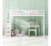 Plaque épaissieLit d'enfant surélevé 140x200 avec échelle de sécurité, lit superposé en bois massif avec sommier à lattes adapté a