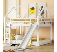 Plaque épaissieLit double lit d'enfant lit de maison lit superposé avec toboggan et échelle, chambre d'enfant lit superposé double
