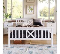 Plaque épaissieLit en bois Lit double en cadre de lit avec sommier à lattes Lit en bois avec tête de lit - 140 x 200 cm bois massi