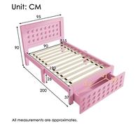 Plaque épaissieLit en bois simple 90 x 190 cm, lit pour enfant ou adolescent avec design créatif, cadre de lit en bois massif avec