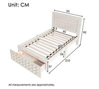 Plaque épaissieLit en bois simple 90 x 200 cm, lit pour enfant ou adolescent avec design créatif, cadre de lit en bois massif avec