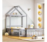 Plaque épaissieLit enfant 90 x 200, cadre de lit enfant en bois massif avec espace de rangement, barrières de sécurité et portes e