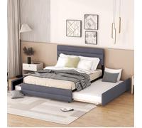 Plaque épaissieLit plate-forme 140 x 200 avec machine à vider pour deux personnes et deux tiroirs, gris