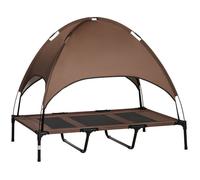 Plaque épaissielit pour animaux domestiques avec baldaquin, lit surélevé pour chiens en extérieur, respirant, tissu taffetas, café