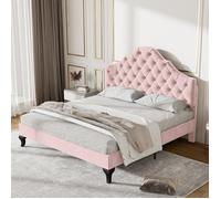 Plaque épaissieLit rembourré 140*200 avec sommier à lattes et tête de lit, lit rembourré avec tête de lit réglable en hauteur, pou