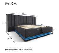 Plaque épaissieLit rembourré 180×200, lit double rangement avec APP Control LED et fonction de chargement USB - C, cadre de lit av