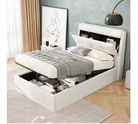 Plaque épaissieLit rembourré de style, 90*200, lit hydraulique, tête de lit cachée, rangement pour le coffre de lit, PU, avec somm