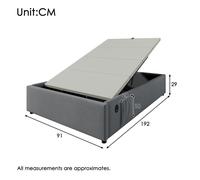 Plaque épaissieLit rembourré lit simple 90×190 cm, lit simple avec USB - C et châssis à lattes pleines, sans tête de lit, coton, g