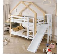 Plaque épaissielit superposé avec toboggan et échelle d'angle à trois étages, lit maison avec dispositif anti - chute, lit bébé, c