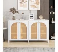 Plaque épaissieNouveau buffet moderne de style minimaliste Premium sense, 4 portes en rotin, poignée en métal, buffet simple pour