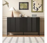 Plaque épaissieNouveau buffet moderne épaissi design moderne lignes uniques, 4 portes, porte sans poignée, pour salle à manger, sa