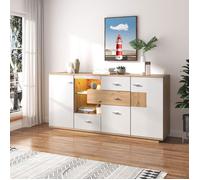Plaque épaissieNouveau buffet moderne Premium sense avec beaucoup d'espace de rangement avec éclairage LED, 160x40x77cm, 2 portes,