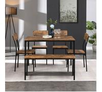 Plaque épaissieNouveau Premium feeling table table et chaises Set de 6 cadre en acier en bois style industriel cuisine table à man