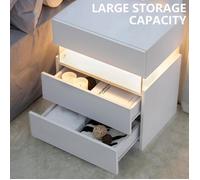 Plaque épaissieNouveau Premium sense LED table de chevet 3 tiroirs vanité pour chambre à coucher table de chevet avec panneau acry