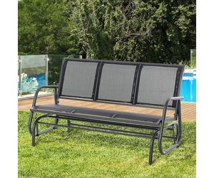 Plaque épaissieOutsunny Fauteuil de jardin 3 places Robuste comme fauteuil de jardin, métal, résistant aux intempéries, noir, 151x