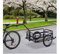 Plaque épaissieremorque de vélo remorque de charge 40kg, remorque de transport avec accouplement pliant, noir, 155x71,5x77cm