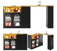 Plaque épaissieTable à barres rotative à 360° (corps principal: 108 x 39,6 x 97 cm), armoire noir mat avec bureau à grains de bois