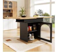 Plaque épaissieTable à manger télescopique (140×80cm), table à manger extensible avec étagères, table à manger avec étagères tripl