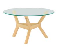 Plaque épaissieTable basse en verre trempé, table de salon avec repose-pieds réglables et cadre en acier, table d'appoint ronde po