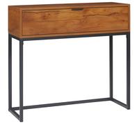 Plaque épaissieTable console avec tiroir, table basse table d'entrée, table d'appoint pour salon & entrée, acier, naturel, 80x30x7