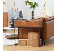 Plaque épaissieTable Console avec tiroirs, canapé table couloir, table d'appoint salon, couloir, acier, naturel, 80x30x76 cm