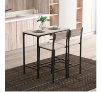 Plaque épaissietable de bar avec deux chaises 3 pièces Pack coussin chaise de bar MDF naturel et noir 89x45x87cm pour cuisine et s