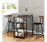 Plaque épaissietable de bar avec tabouret de bar set de 3 pièces. Ensemble de table de bar avec table de cuisine, 3 étagères, 2 ch