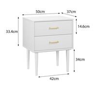 Plaque épaissieTable de chevet blanche à deux tiroirs, table de chevet de chambre à coucher, table de chevet moderne avec pieds en
