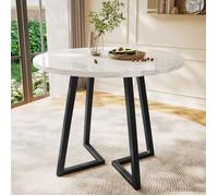 Plaque épaissieTable de salle à manger ronde (1 pièce), table de cuisine, structure métallique unique, table de salle à manger en