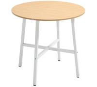 Plaque épaissieTable de salle à manger Table de cuisine pour 4 personnes, table de salon moderne en acier & bois naturel, 80x80x76