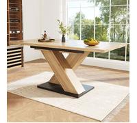 Plaque épaissieTable de salle à manger télescopique (119-158,5×80cm), table, table de cuisine, table à rallonge, extensible à 119-