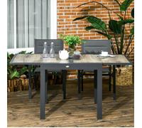 Plaque épaissieTable extensible, table de terrasse en bois, table de balcon en aluminium, beige + gris, 160 x 80 x 75cm